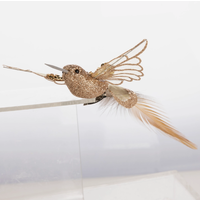Gold Glitter Clip-on Bird Ornament