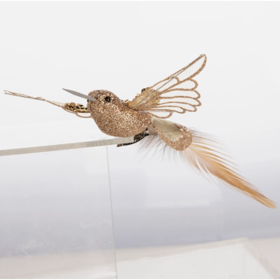 Gold Glitter Clip-on Bird Ornament