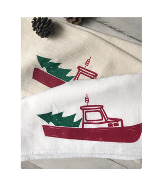 Seagate Studio Christmas Lobster Boat Tea Towel Natural