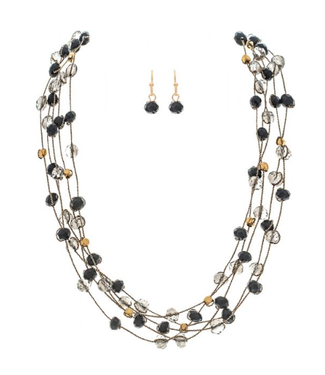 Rain Jewelry Collection Gold Black Glass Bead Bundle Necklace Set