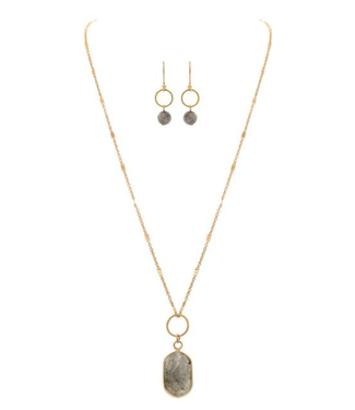 Rain Jewelry Collection Gold Labradorite Pendant Necklace Set