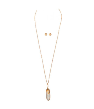 Rain Jewelry Collection Gold Amazonite Stone Ellipse Pendant Necklace
