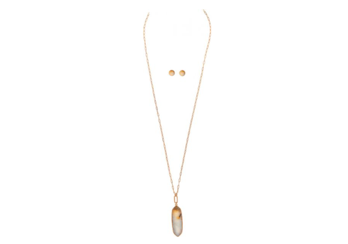  Rain Jewelry Collection Gold Amazonite Stone Ellipse Pendant Necklace 