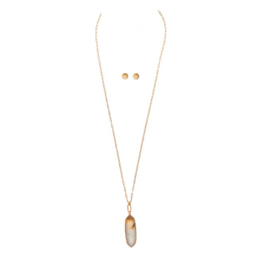  Rain Jewelry Collection Gold Amazonite Stone Ellipse Pendant Necklace 