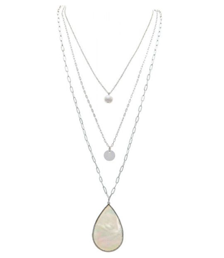 Rain Jewelry Collection Silver Shell Pearl Teardrop Necklace Set