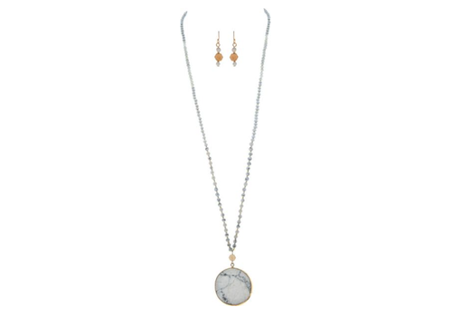  Rain Jewelry Collection Gold White Stone Pendant Necklace Set 
