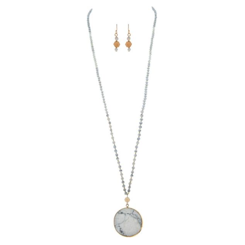  Rain Jewelry Collection Gold White Stone Pendant Necklace Set 