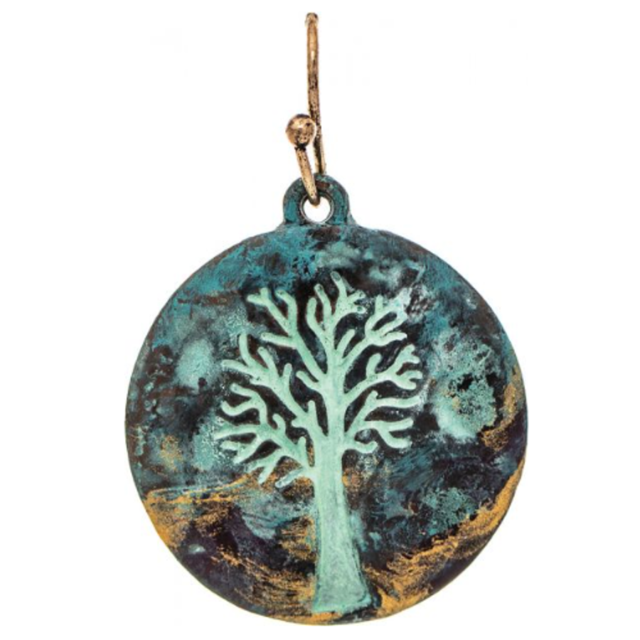Rain Jewelry Collection Patina Wash Circle Tree Earrings