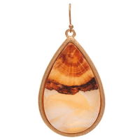 Gold Brown Desert Teardrop Earrings