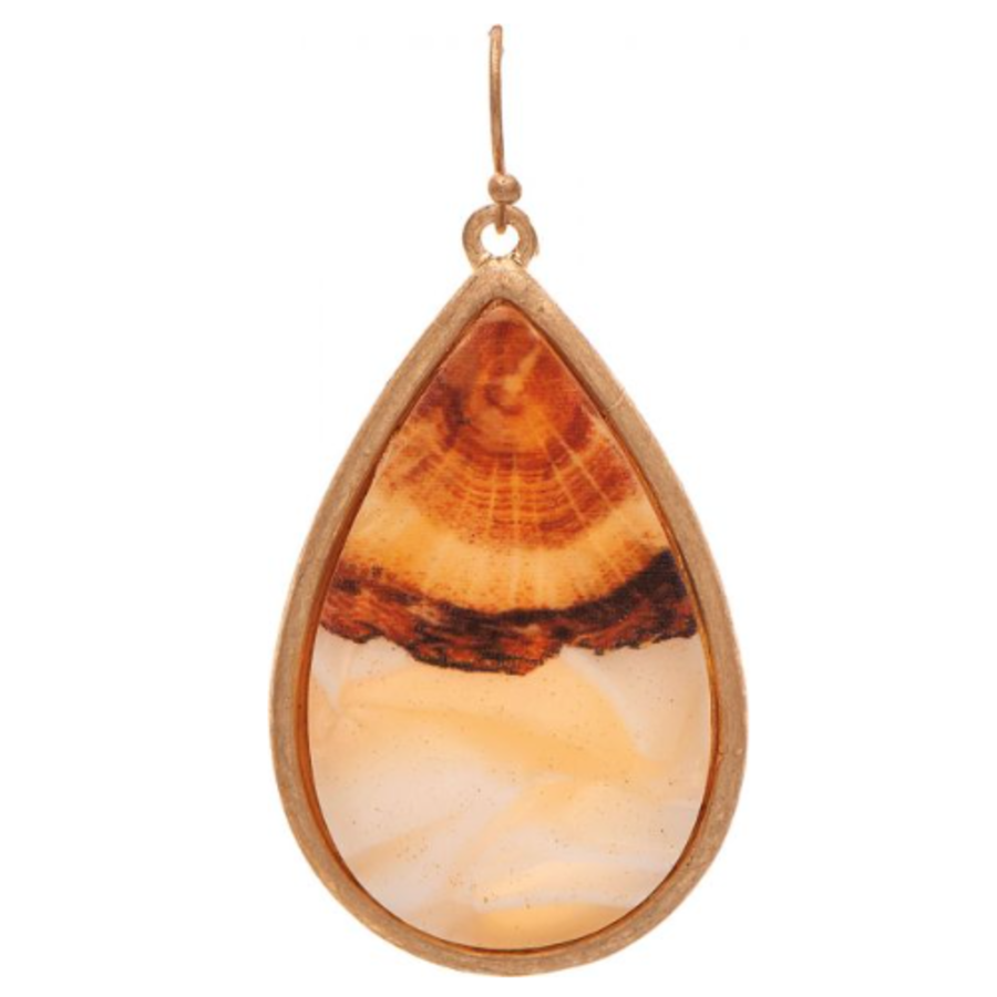 Gold Brown Desert Teardrop Earrings