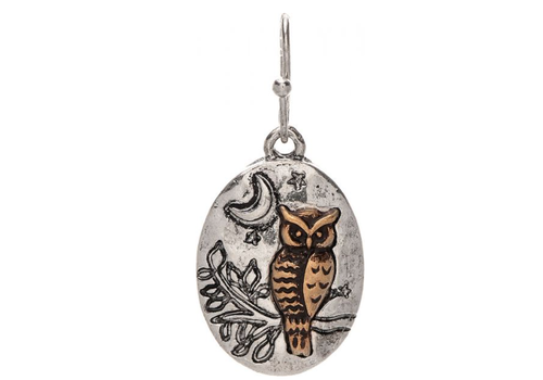  Rain Jewelry Collection Two Tone Night Owl Earrings 