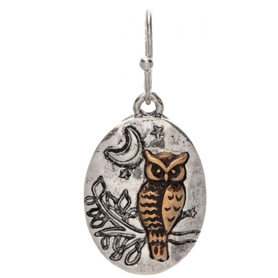 Two Tone Night Owl Earrings
