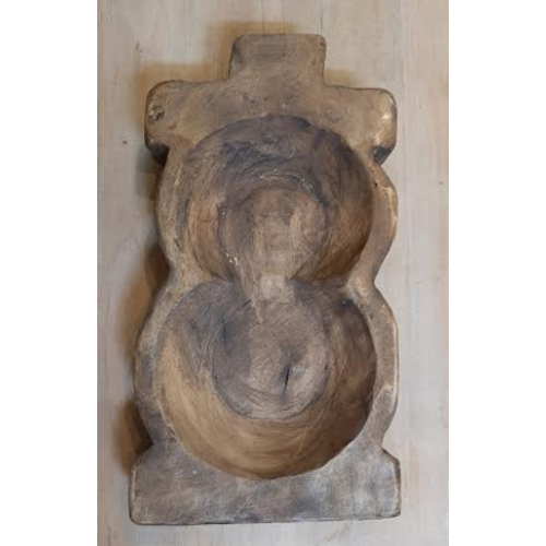  Rustic Farm Handmade Snowman Wood Bowl 