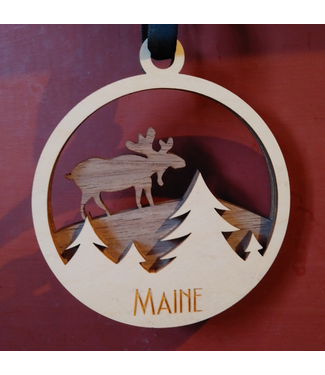 Woodlander Workshop Wood Maine Moose Ornament