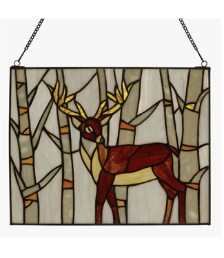 River of Goods Majestic Deer Stained Glass Window Panel