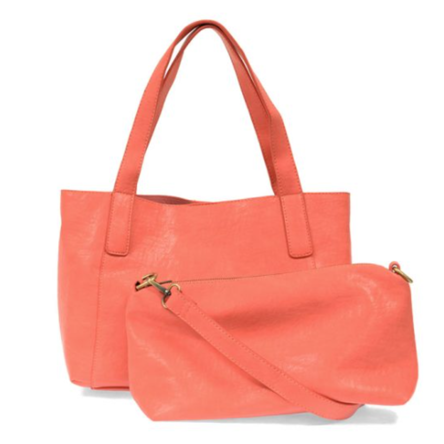 2 in 1 Vegan Leather East/West Tote