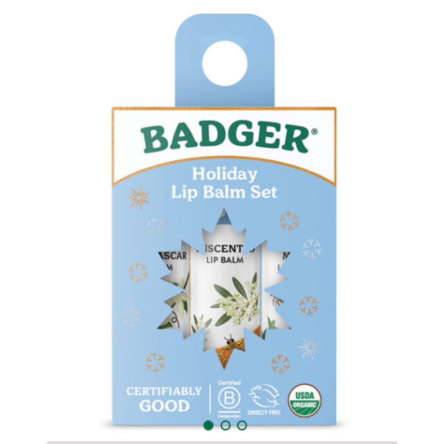 Holiday Lip Balm Set 3 Pack Blue Box