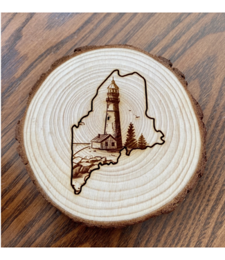 Munsell Made Engraved Maine Wood Coaster