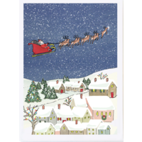 Santa Over Village Card