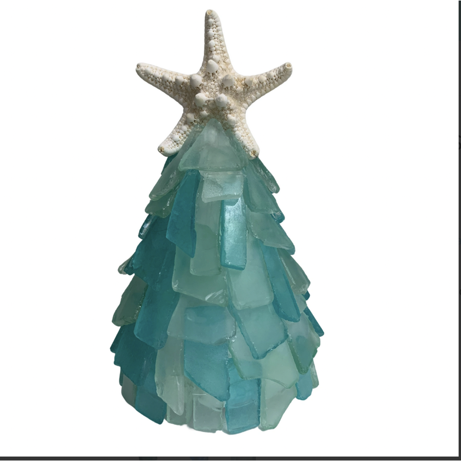 6" Seaglass Tree with Lights Ocean