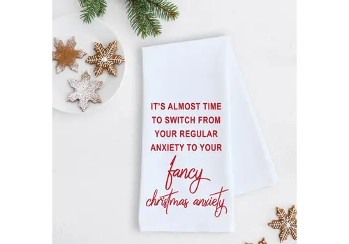  DEV D + CO. Fancy Christmas Anxiety Tea Towel 