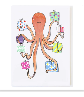 Molly O Octopus with Gifts Birthday Card