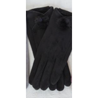 Microsuede Fur Pom Gloves