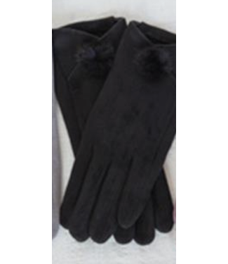Young's Inc. Microsuede Fur Pom Gloves