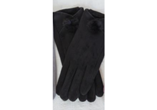  Young's Inc. Microsuede Fur Pom Gloves 