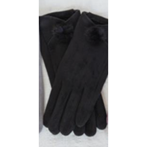  Young's Inc. Microsuede Fur Pom Gloves 