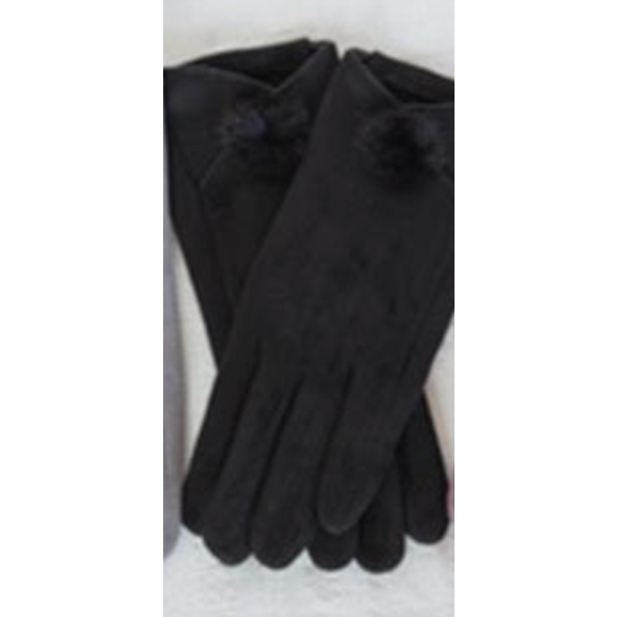 Microsuede Fur Pom Gloves