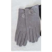 Microsuede Fur Pom Gloves
