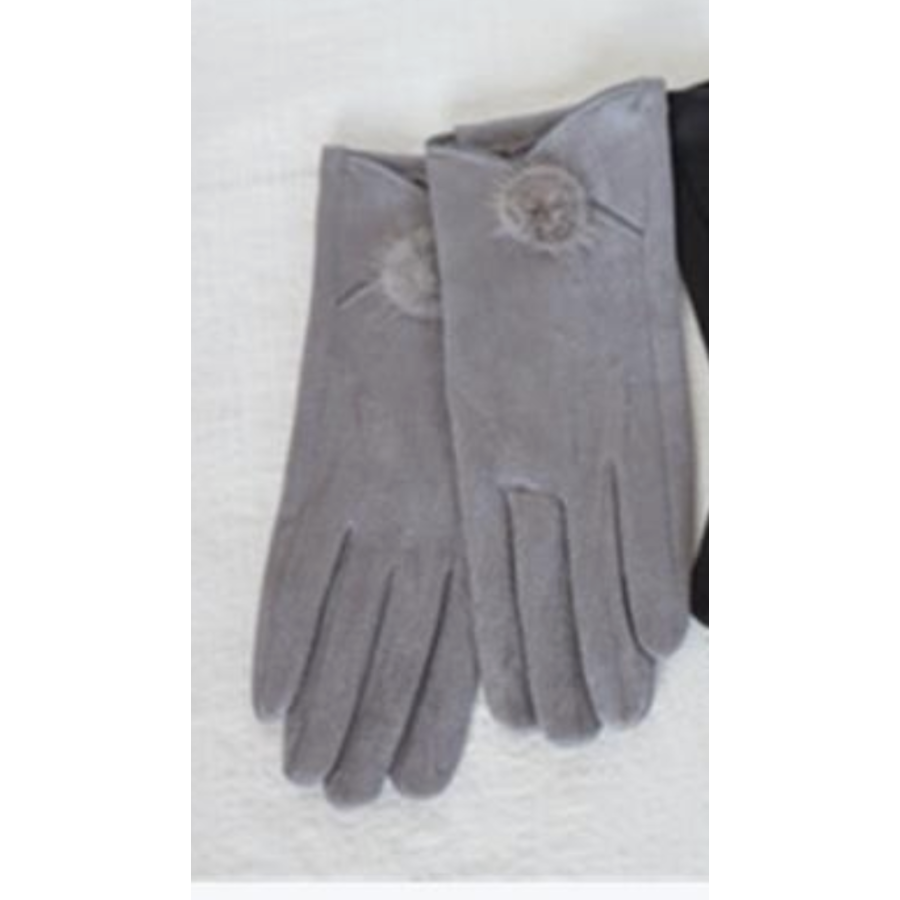 Microsuede Fur Pom Gloves