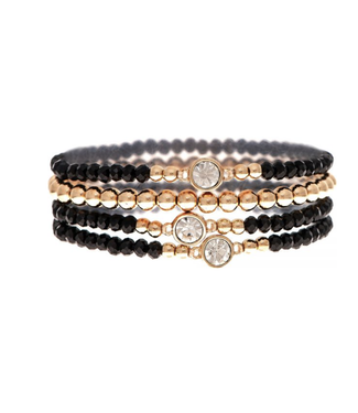 Rain Jewelry Collection Black Bead Crystal 4 Pc Bracelet Set