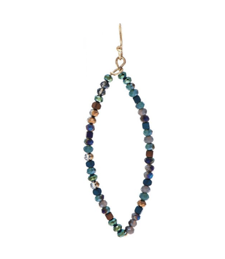 Rain Jewelry Collection Gold Blue Glass Bead Ellipse Earrings