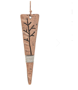 Rain Jewelry Collection Copper Tree Engraved Dagger Earrings