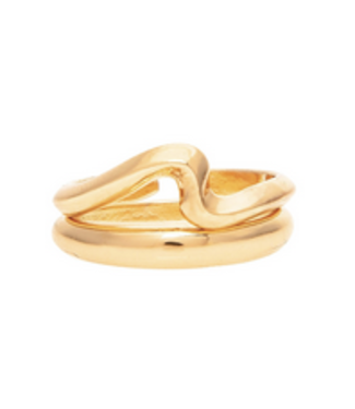 Rain Jewelry Collection Gold Band and Twist Ring Set size 7