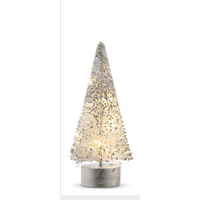 Lighted White Bottle Brush Tree