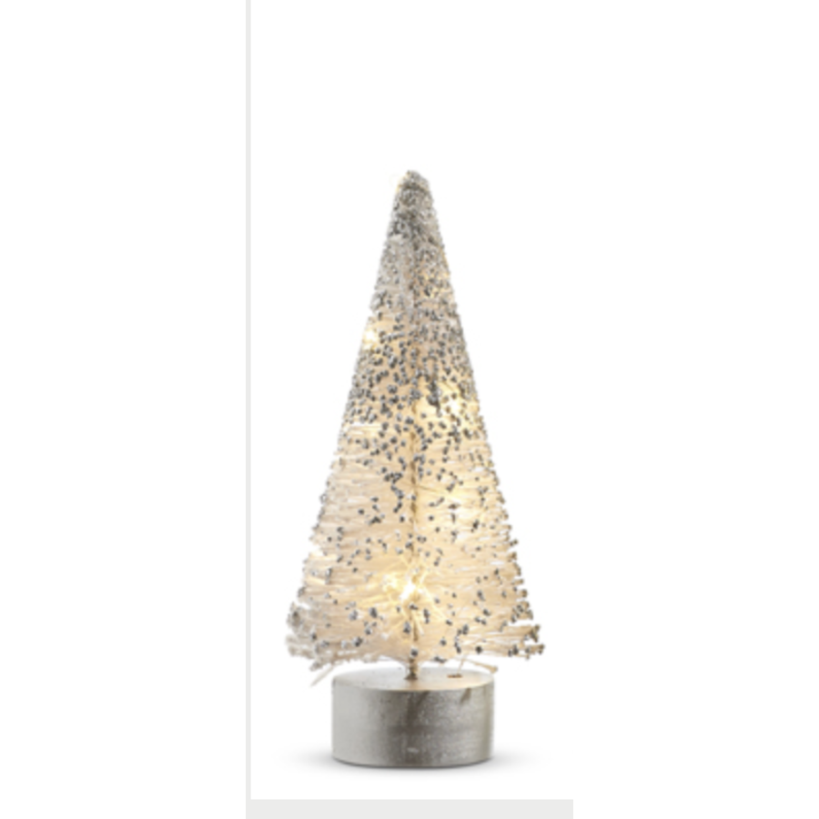 Lighted White Bottle Brush Tree