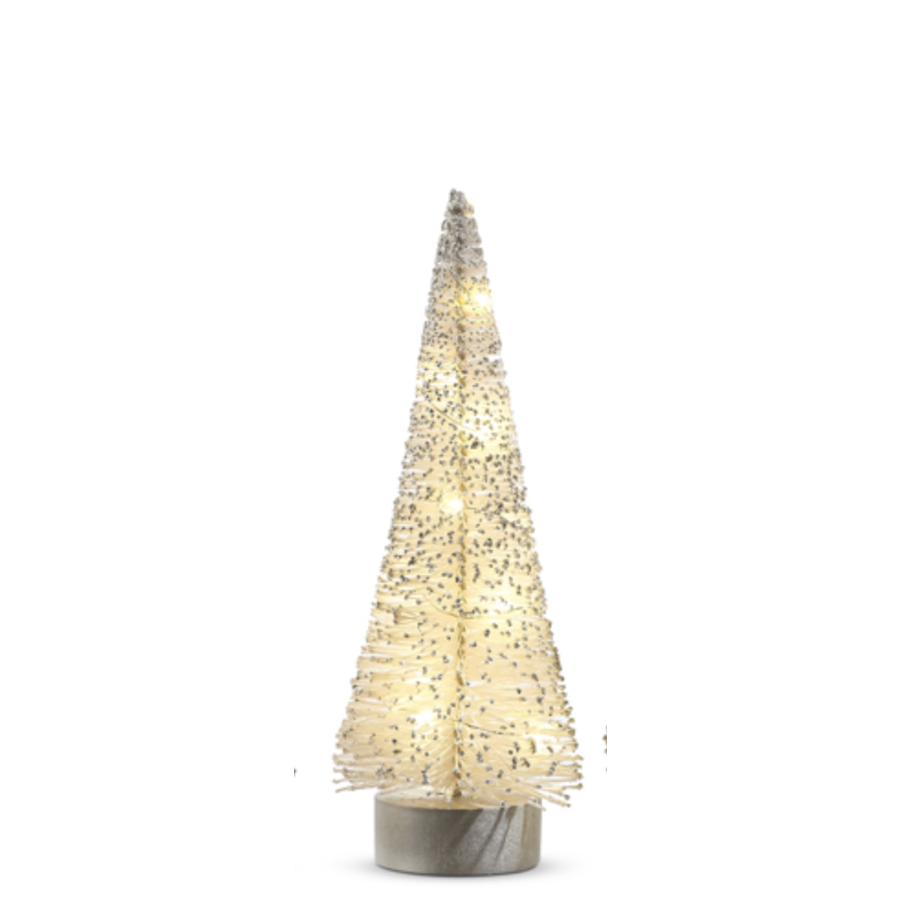 Lighted White Bottle Brush Tree
