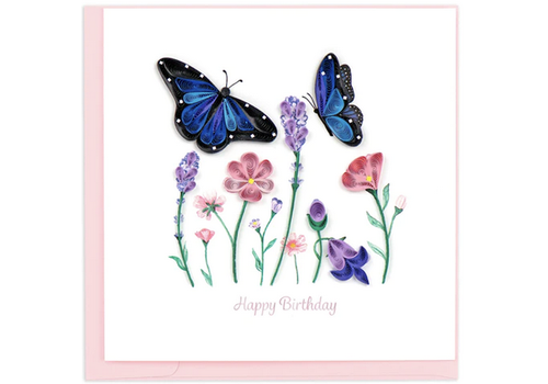  Quilling Cards Birthday Flowers and Blue Butterflies Greeting Card 