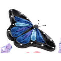 Birthday Flowers and Blue Butterflies Greeting Card