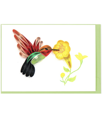Quilling Cards Hummingbird and  Yellow Flowers Gift Enclosure Mini Card