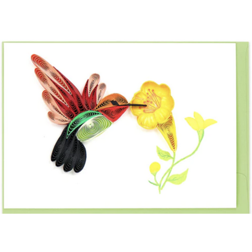  Quilling Cards Hummingbird and  Yellow Flowers Gift Enclosure Mini Card 