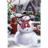Snowfall Snowman House Flag