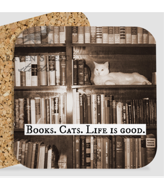 Raven's Rest Studio Books and Cats Coaster