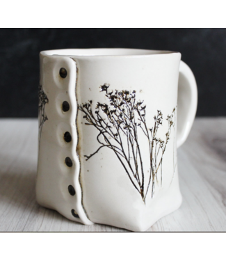 Colleen Deiss Designs White Floral Stoneware Mug