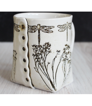 Colleen Deiss Designs White Dragonfly Stoneware Mug