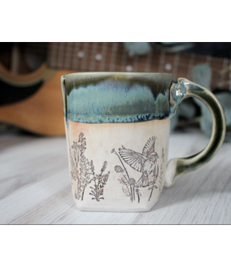 Colleen Deiss Designs Green Bird Stoneware Mug