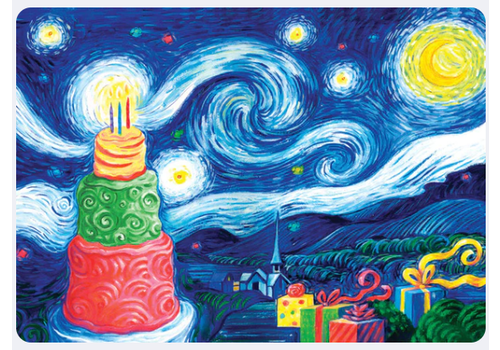  Allport Editions Starry Night with Cake Birthday Card 